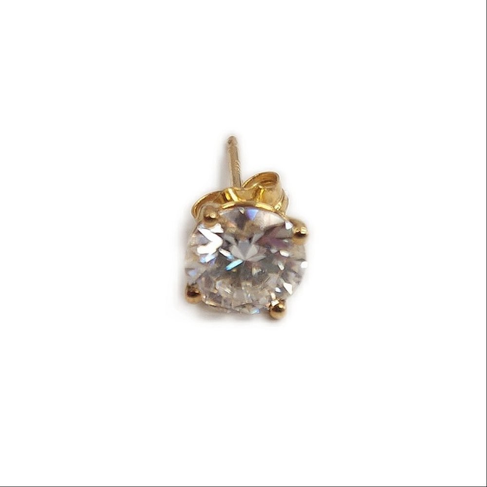 Rolord pair of 18kt yellow gold earrings with 2 round cut 1ct moissanite - Picture 12 of 15